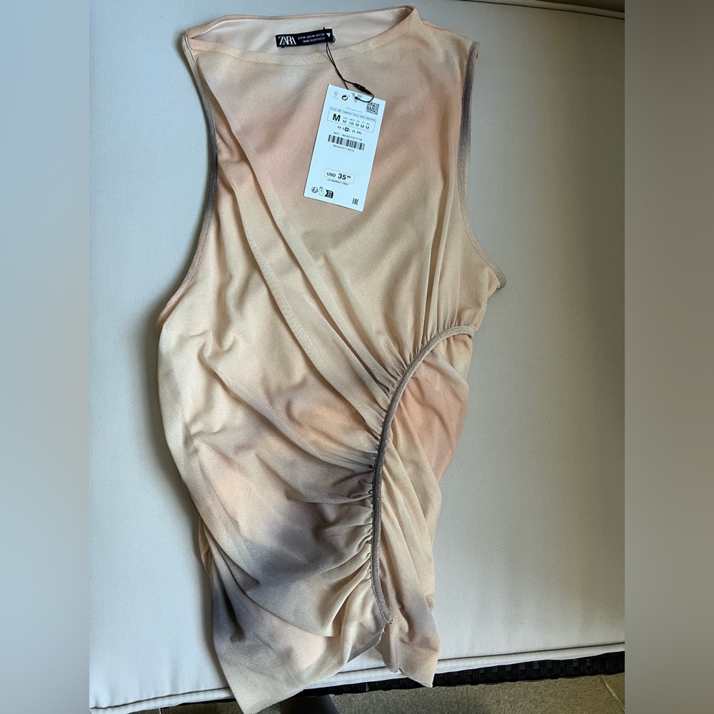 NWT Zara ruched tulle top ombre - Picture 7 of 7